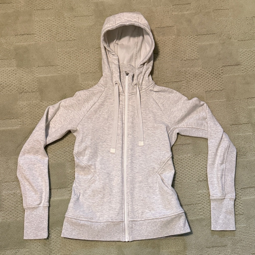 Athleta Triump Zip-Up Hoodie, light heather grey/cream. Size xs, super soft